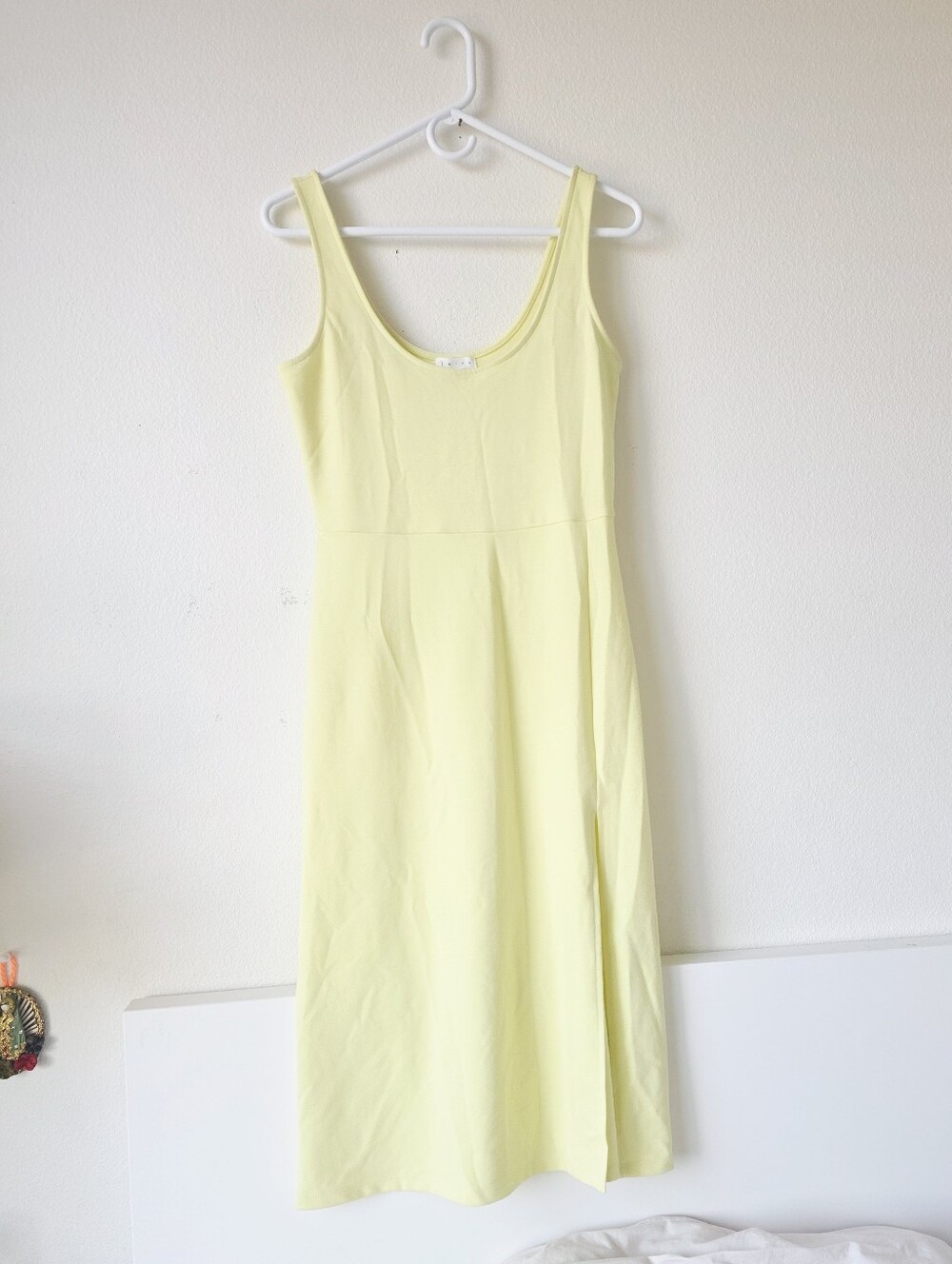 Leith Yellow Scoop Midi Tank Dress with Side Slit - Picture 2 of 6